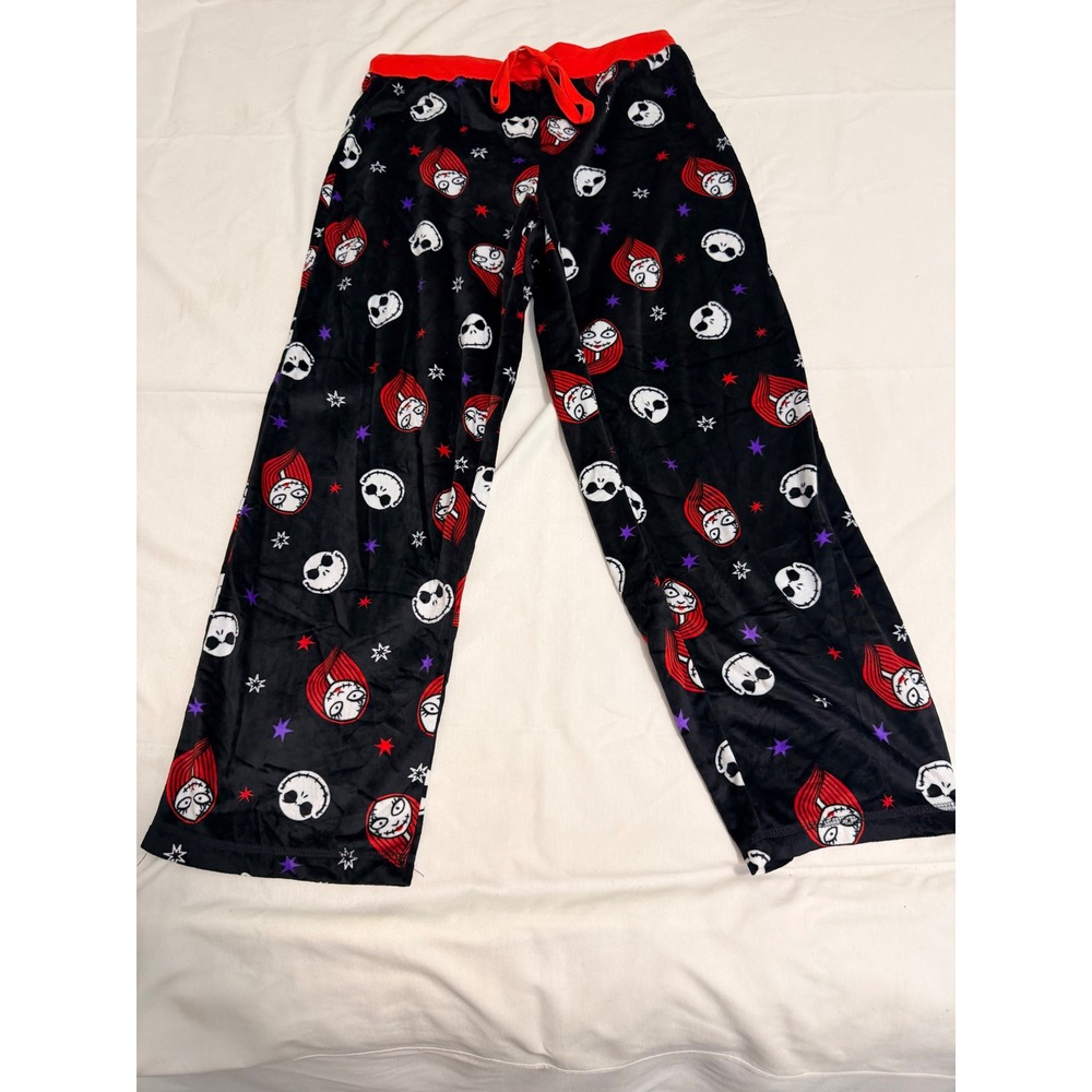 Disney Nightmare Before Christmas Jack Sally Pajama Pants Black Red Large